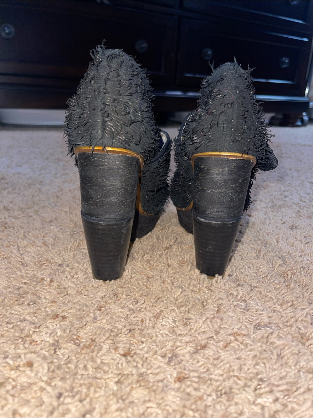 Irregular Choice Black Fringed Platform Mary Jane Heels - Picture 4 of 11